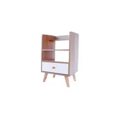 HOME & DESING - Velador Blanco - Walnut 1 Cajón Estilo Nórdico Mi Casa