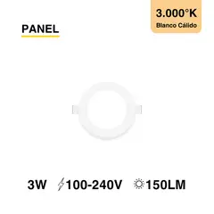 DEMASLED - Foco LED redondo blanco Embutido de 85cm 3W Blanco Cálido