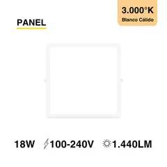 DEMASLED - Foco LED cuadrado blanco Embutido 22x22cm 18W Blanco Cálido