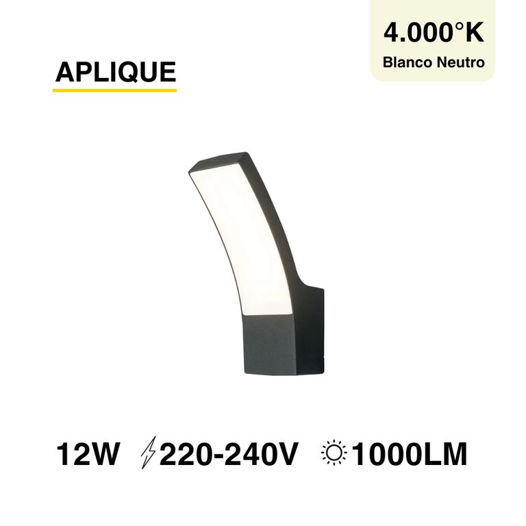 Aplique Exterior Curvo Led Pared 11w Blanco Neutro 220v Ip65