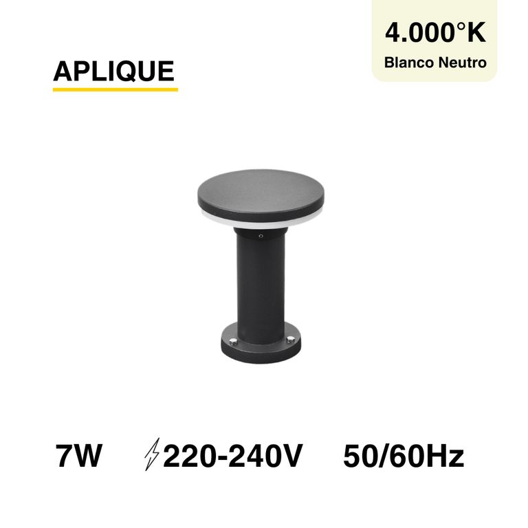 Aplique Farol Foco Led 7w Poste 30cm Pilar Jardín Exterior
