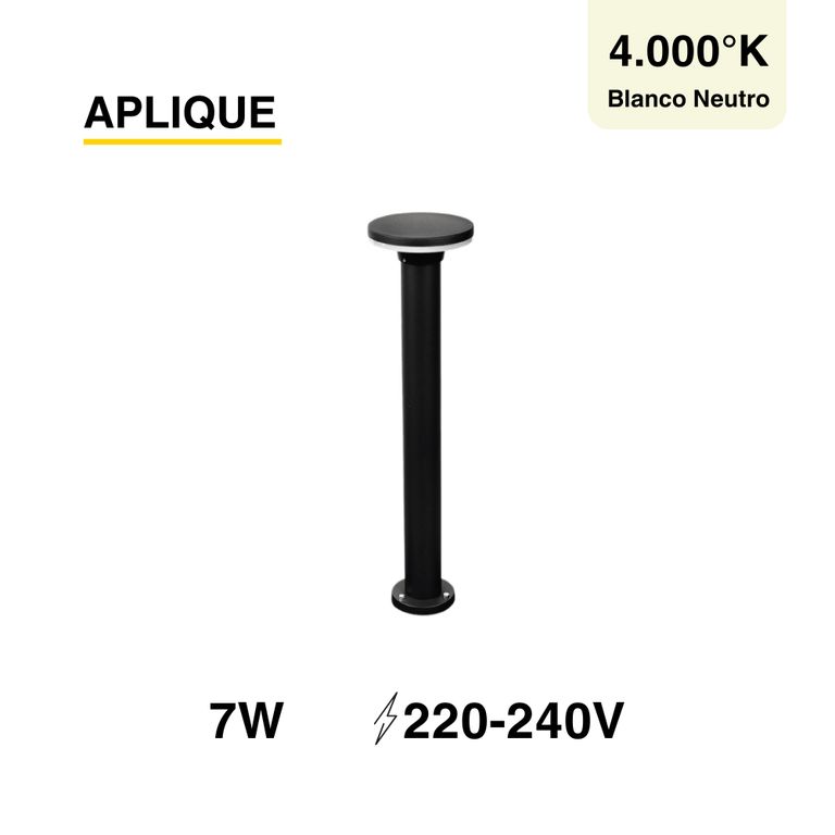 Aplique Farol Foco Led 7w Poste 60cm Pilar Jardín Exterior
