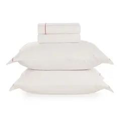 KARSTEN - Juego de sábanas Royale Super King 180 hilos Blanco/Rosa