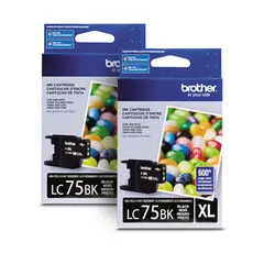 BROTHER - 2 Tintas LC75 NEGROS GENUINOS J280/j425/j625/j591/j6710 Civ