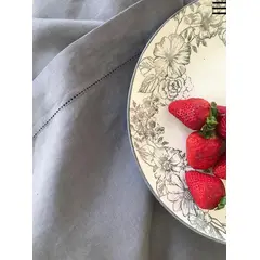 PUROLINO - Mantel Deshilado 6-8 personas Gris