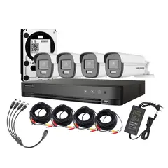 HIKVISION - Kit 4 Cámaras ColorVU 4 Bala Full Color de Noche