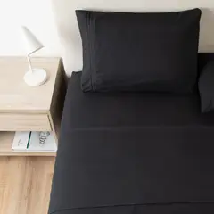 CASATUA - Sabana 1800 Hotel Ultra Suave Funda Bordada - Negro - 1,5 plazas