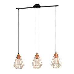 EGLO - Lámpara Colgante Tarbes Negro Cobre L790 H1100 3x60W E27 Cod 94195.