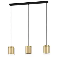 EGLO - Lámpara Colgante Lagunitas Negro Latón Oro E27 3X40W Cod99654