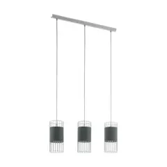 EGLO - Lámpara Colgante Norumbega 3 Focos 60W Acero Blanco y Textil Gris