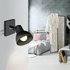 EGLO - Foco Sobrepuesto Barnstaple Acero Madera Negro E27 Cod43431