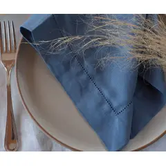 PUROLINO - Servilleta Deshilada Lino Azul Marino