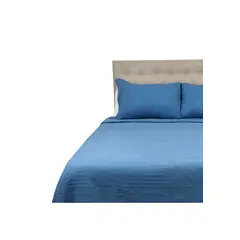 CHANTILLY - Cubrecama Prewash Cuadros Bordado 2 Plazas Indigo