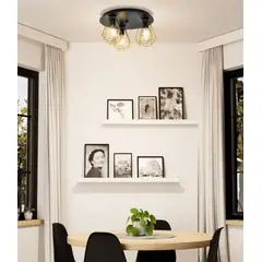 EGLO - Lámpara Techo E27 Tarbes 2 Negro, Latón 43654