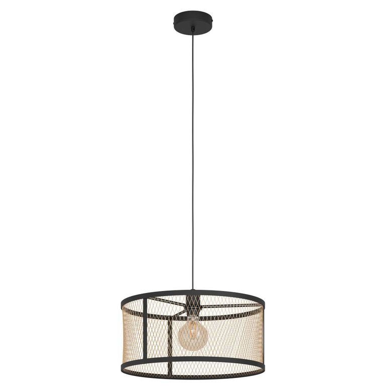 Lámpara Colgante Dellow Acero E27 1X40w Metal Negro y Latón Cepillado