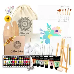 CELEBRA IDEAS - Set de Arte Acrílicos color pastel Atril bastidores Kit Arte