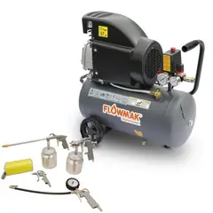 FLOWMAK - Combo Compresor De Aire 50litros 2hp 8bar Más Kit Accesorios