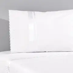 NINA HERRERA - Sábana Broderie Blanco 220 Hilos 1 Plaza