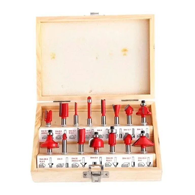 Brocas Fresas Madera Router 15 Pcs 6.35mm 1/4