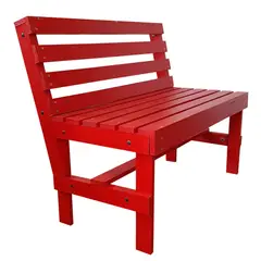 GENERICO - BANCA RUSTICA DE MADERA COLOR ROJO