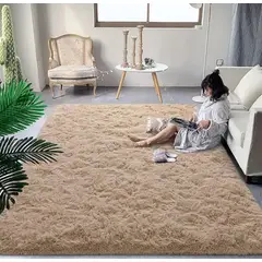 GENERICO - Alfombra Peludas Tipo Shaggy 180Cm X 200Cm Beige