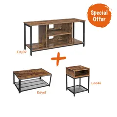 VASAGLE - Rack Smart TV+ Mesa de Centro+ Mesa Auxiliar - Combo 001