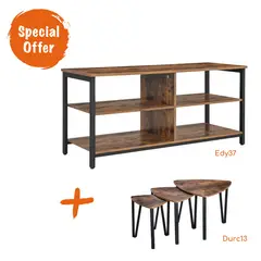 VASAGLE - Rack Smart TV y Set 3 Mesas Nido - Combo 8