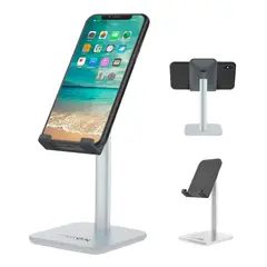 LINKON - Soporte Base Porta Celular Tablet Escritorio Mesa Ajustable - Plateado