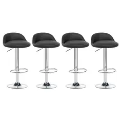 GLOBAL LATIN GROUP - Pack 4 Piso Bar Taburete Giratorio de Altura Regulable - Negro