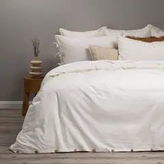 ROSEN - Funda Plumón Lino-Algodón Pure Liso 2 Plazas Blanco