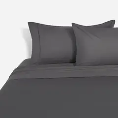 ROSEN - Sábana 400 Hilos Algodón Suvin S. Arias 2 Plazas Charcoal