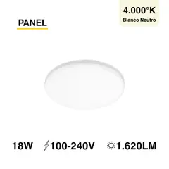 DEMASLED - Panel Led Redondo Embutido18W Blanco Neutro