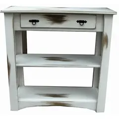 MARFELD MUEBLES - Mesa de arrimo blanco dos divisiones decapado