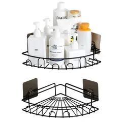 CASATUA - Esquinero Organizador Ducha Baño Adhesivo Set 2 Inoxidable - Gris oscuro