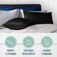 CASATUA - Funda Almohada Satin Seda Set X2 Unids - Negro - 100x50