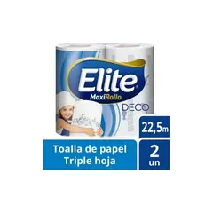 ELITE - Toalla Triple Hoja Deco Maxirollo 22,5 Mts 2 Un
