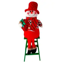 GENERICO - Pack Muñecos navidad reno y mono de nieve con escalera