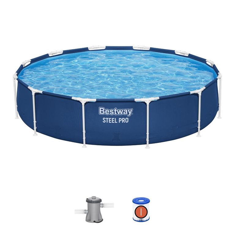 Piscina Redonda Steel Pro con filtro 366cm x 366cm x 76cm Azul 6473L