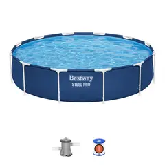 BESTWAY - Piscina Redonda Steel Pro con filtro 366cm x 366cm x 76cm Azul 6473L