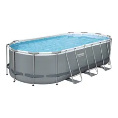 BESTWAY - Piscina Power Steel™ Gris 5.49X2.74X1.22M Oval Pool Set
