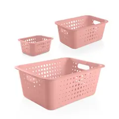 OU - Conjunto de Cestas Organizadoras Rosado