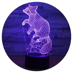 3DILUTION - Lámpara Led 3d Mapache Base Negra con App