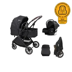 BABYMINE - Coche de Bebé Travel System E-Crib Negro