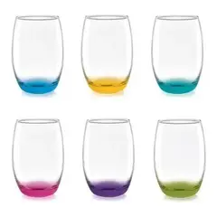 CRISTAR - Set De 6 Vasos Altos Mikonos Fondo Color