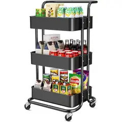 MP - Carro Estante Organizador Multiuso Con 3 Niveles Y Ruedas