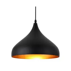 GENERICO - Lámpara Tipo Campana Color Negro Con Interior Dorado