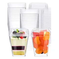 GENERICO - Vaso O Pocillo Acrílico 150ml Con tapa X 50 Unidades.
