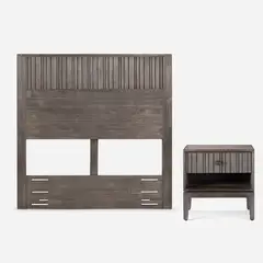 ROSEN - Set Respaldo 1,5 Plazas + Velador Cleveland Grafito