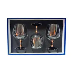 PERFECT CLASS - Set 3 Copas Coñac Pie Cobrizado 600ml