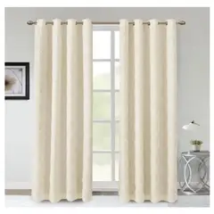 GENERICO - Set Cortinas Flequillos 140x230 Cm 2 Paños Beige